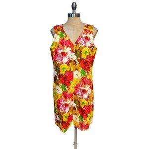 Talbots Womens Petite Sleeveless Floral Sheath Dress 14P Petite
